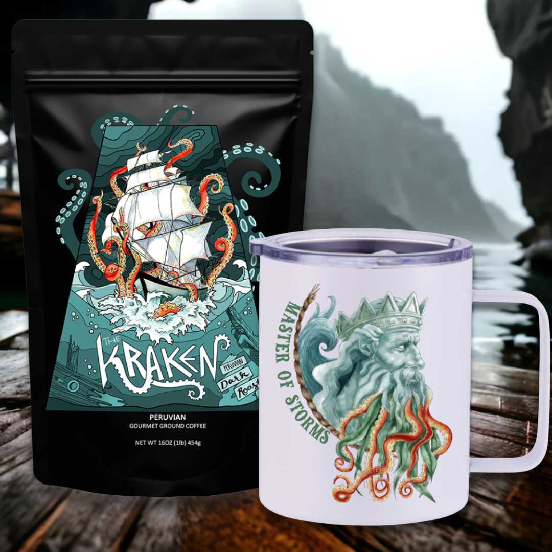 The Kraken Peruvian Dark Roast Travel Coffee Bundle - Mountains & Mermaids