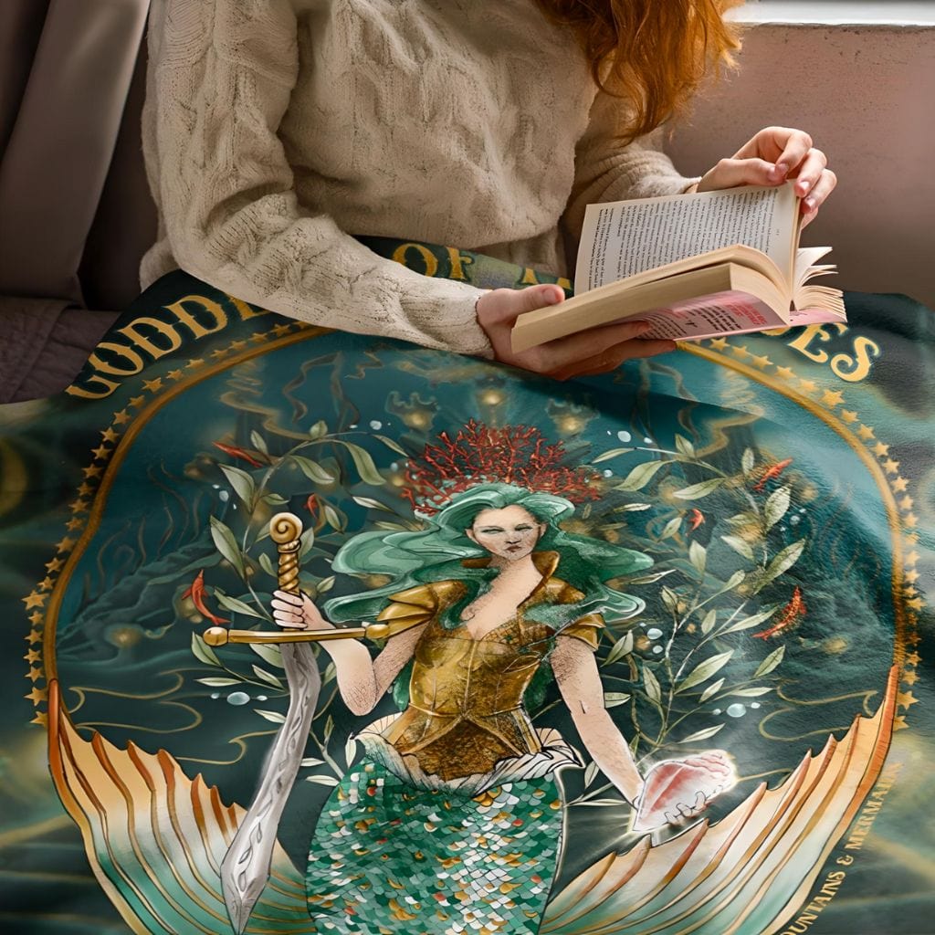 Goddess Of The Tides Plush Blanket - Mountains & Mermaids