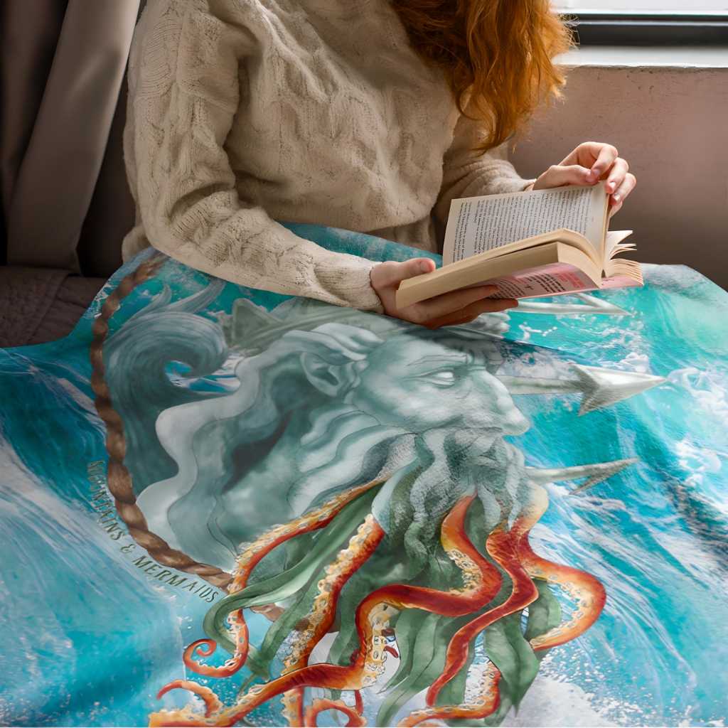 Poseidon Plush Blanket - Mountains & Mermaids