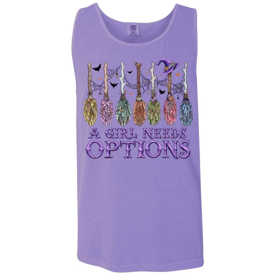 Mountains & Mermaids A Girl Needs Options Boyfriend Tank Small / Violet