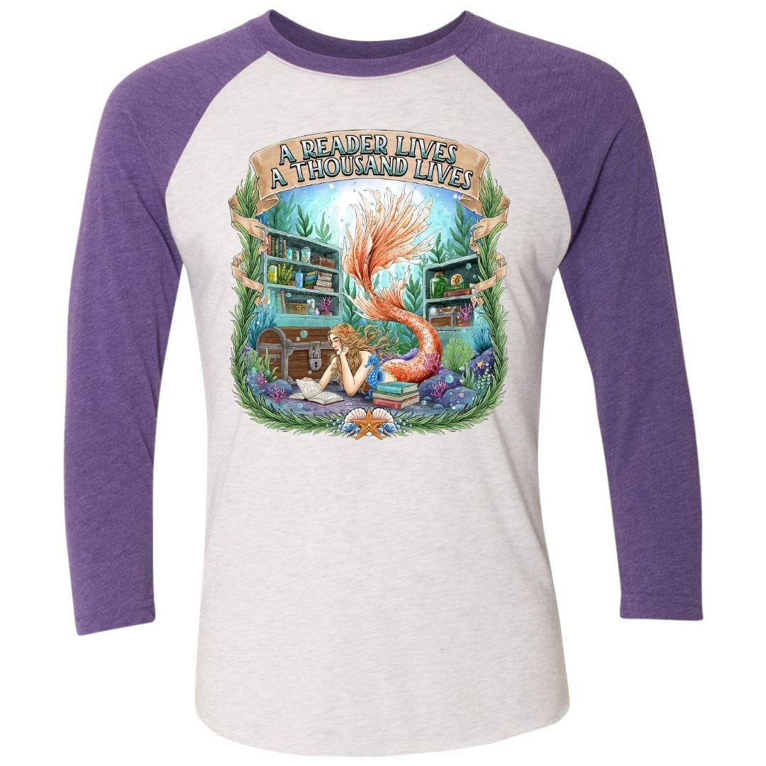 Mountains & Mermaids Bookish Mermaid Baseball T-Shirt Small / Purple