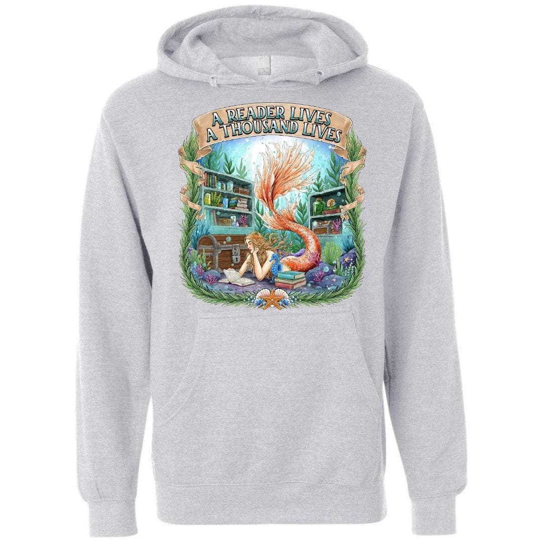 Mountains & Mermaids Bookish Mermaid Pullover Hoodie Small / Gray