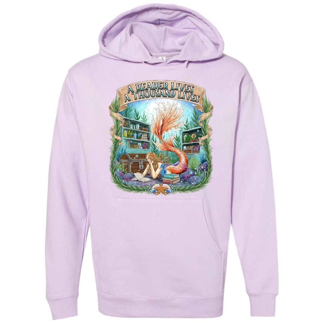 Mountains & Mermaids Bookish Mermaid Pullover Hoodie Small / Lilac