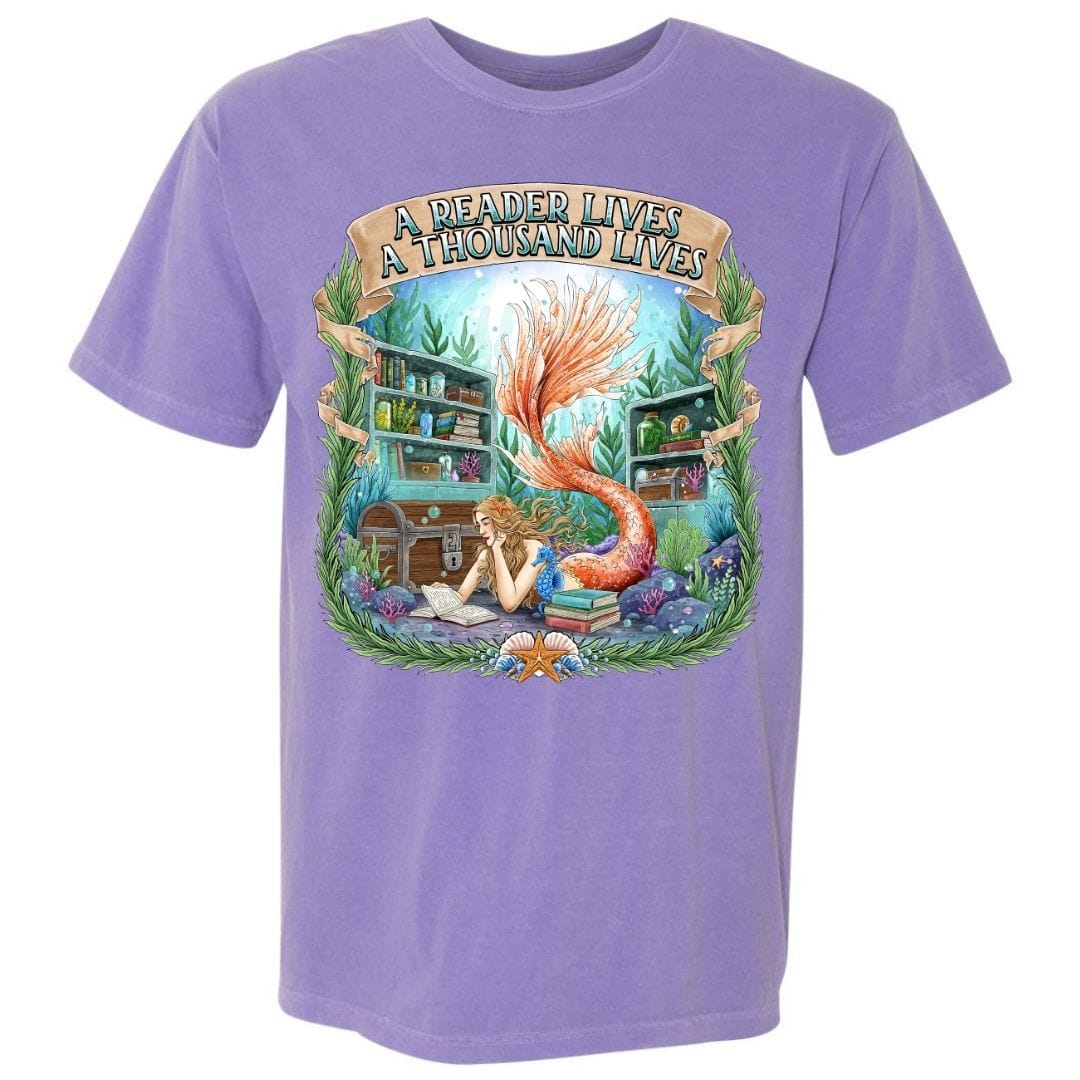 Mountains & Mermaids Bookish Mermaid T-Shirt Small / Violet
