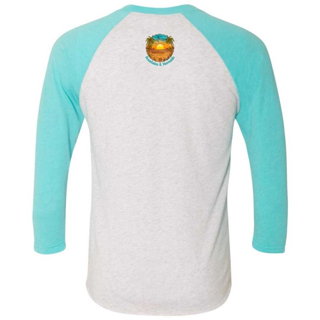 Mountains & Mermaids Chasing Sunsets Baseball T-Shirt (Tahiti)