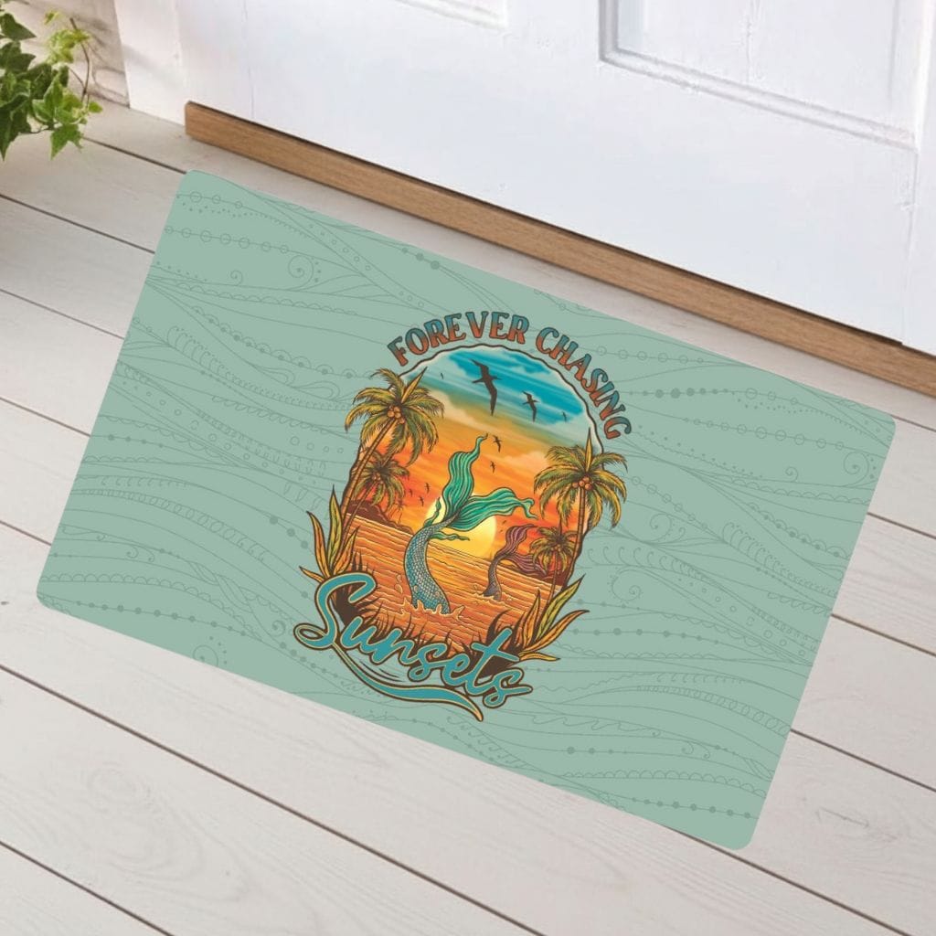 Mountains & Mermaids Chasing Sunsets Doormat 18'' × 30'' 91556043888861399464