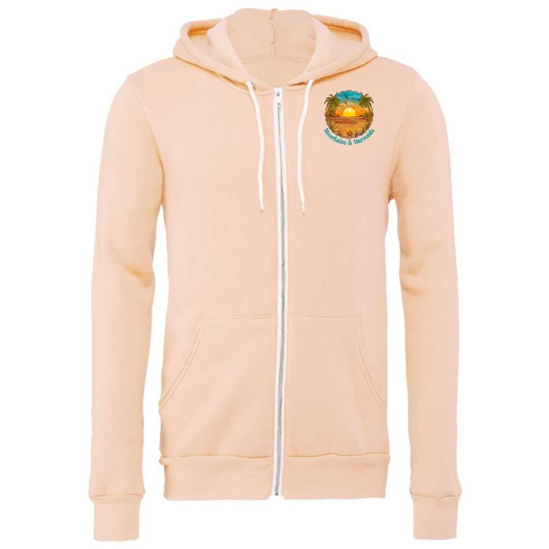 Mountains & Mermaids Chasing Sunsets Full Zip Fleece Hoodie (Peachy)