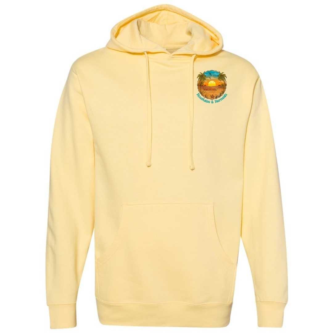 Mountains & Mermaids Chasing Sunsets Pullover Hoodie (Butter Yellow)