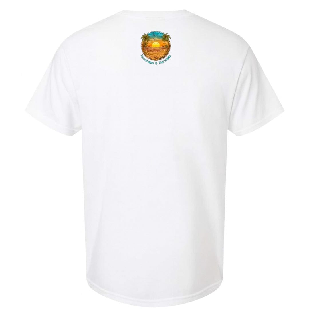 Mountains & Mermaids Chasing Sunsets Short Sleeve T-Shirt (White)