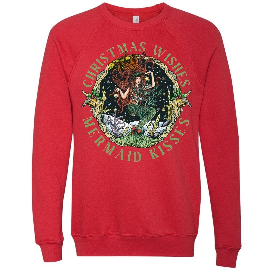 Mountains & Mermaids Christmas Mermaid Crewneck Sweatshirt Small / Red