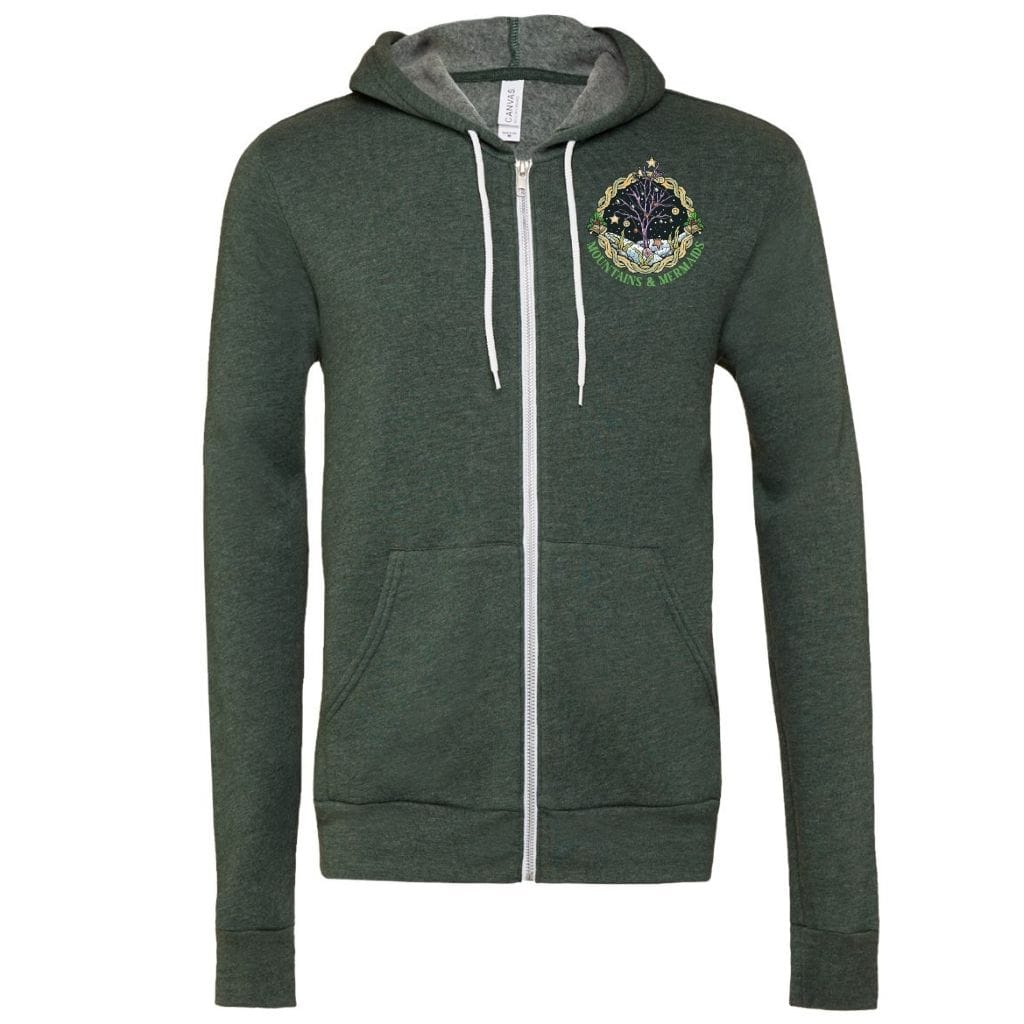 Mountains & Mermaids Christmas Mermaid Fleece Zip-Up Hoodie