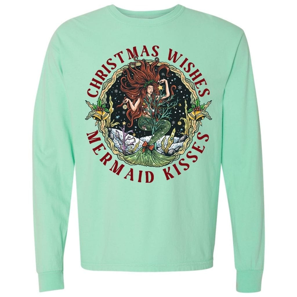 Mountains & Mermaids Christmas Mermaid Long Sleeve T-Shirt Small / Island Reef MM2759