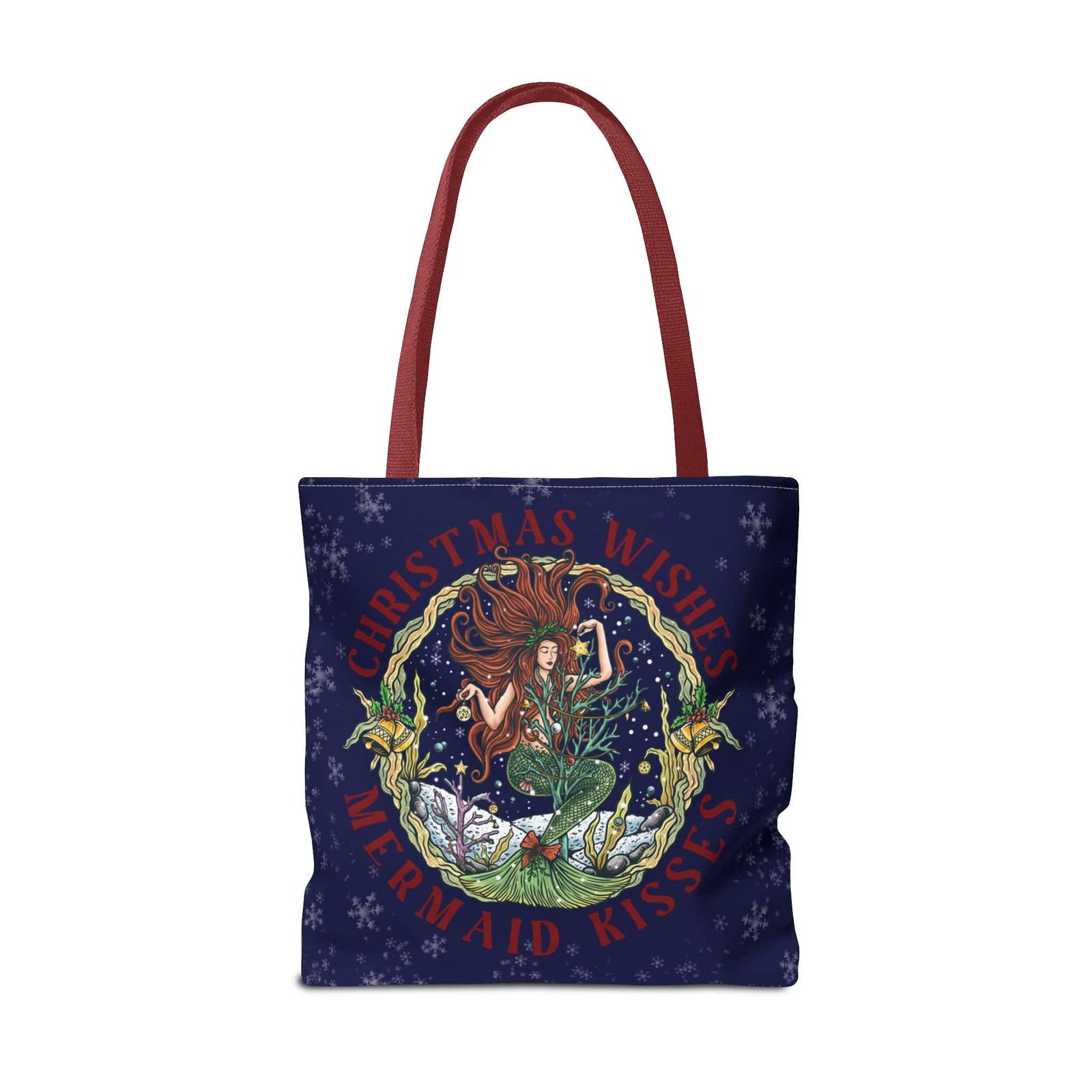 Mountains & Mermaids Christmas Mermaid Market Tote Bag 18" × 18'' / Red 13564731092603459511