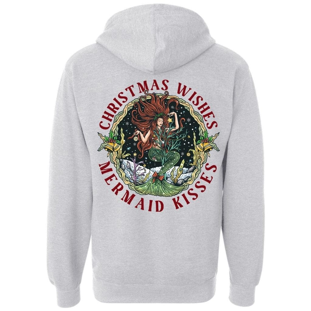 Mountains & Mermaids Christmas Mermaid Pullover Hoodie Small / Gray