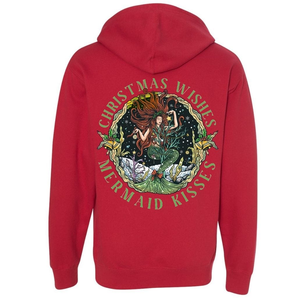 Mountains & Mermaids Christmas Mermaid Pullover Hoodie Small / Red MM1632