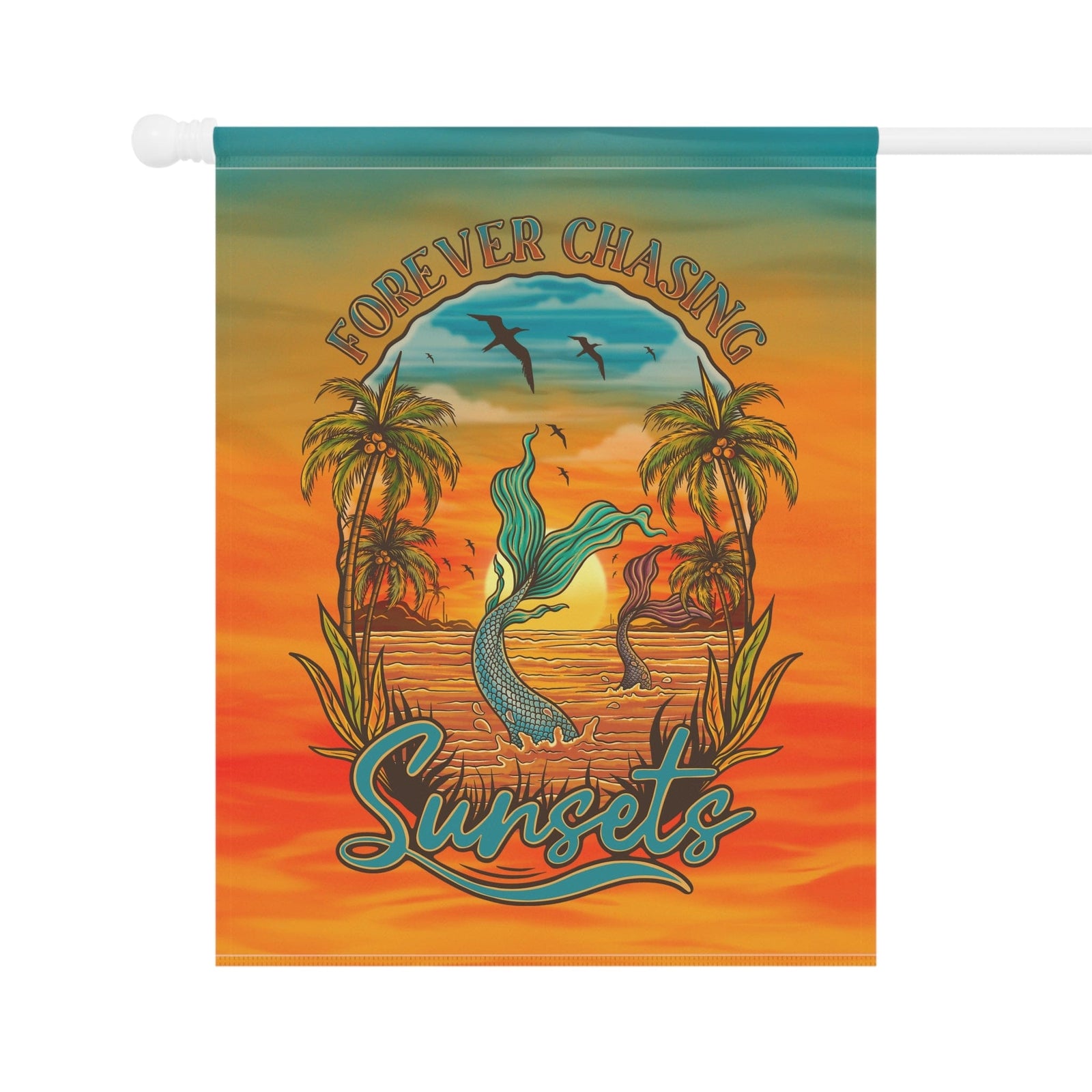 Mountains & Mermaids Forever Chasing Sunsets Flag 24.5'' × 32'' 33255263489021729546