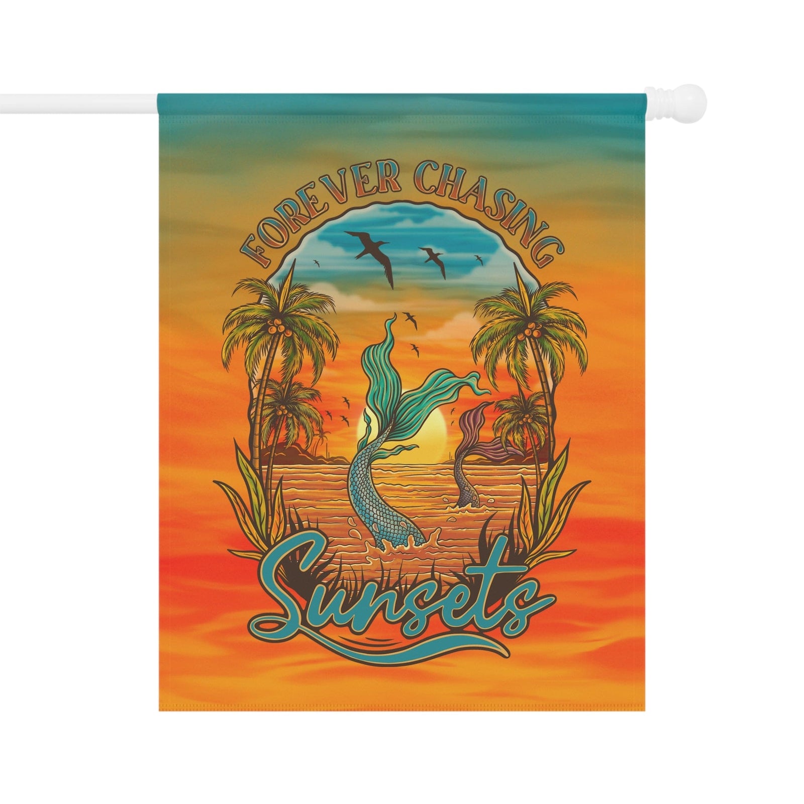 Mountains & Mermaids Forever Chasing Sunsets Flag 24.5'' × 32'' 33255263489021729546