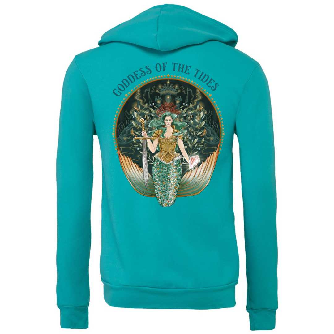 Mountains & Mermaids Goddess Of The Tides Fleece Zip-Up Hoodie (Teal) Small MM4030