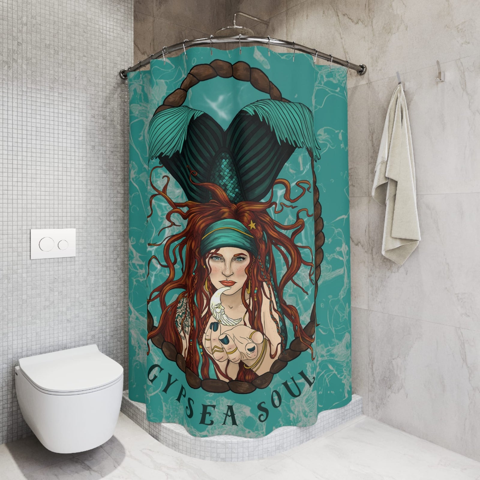 Mountains & Mermaids Gypsea Soul Shower Curtain 71" × 74" 17484722446907874873