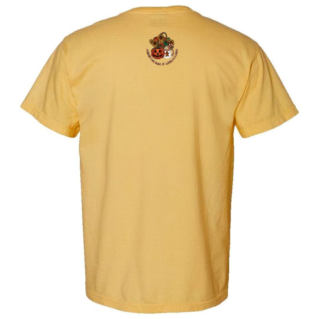 Mountains & Mermaids Happy HalloThanksMas Mermaids T-Shirt (Marigold)