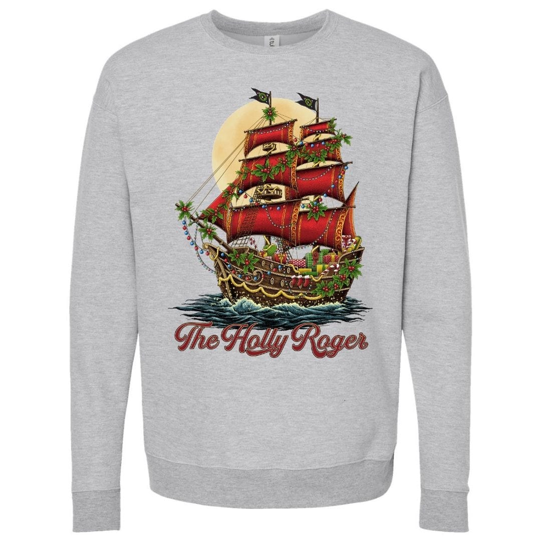 Mountains & Mermaids Holly Roger Crewneck Sweatshirt (Gray) Small