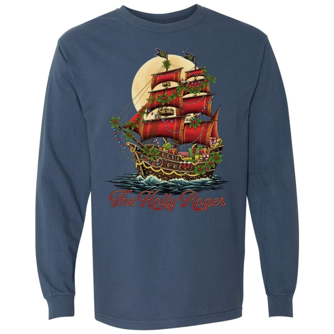 Mountains & Mermaids Holly Roger Long Sleeve T-Shirt (Midnight) Small