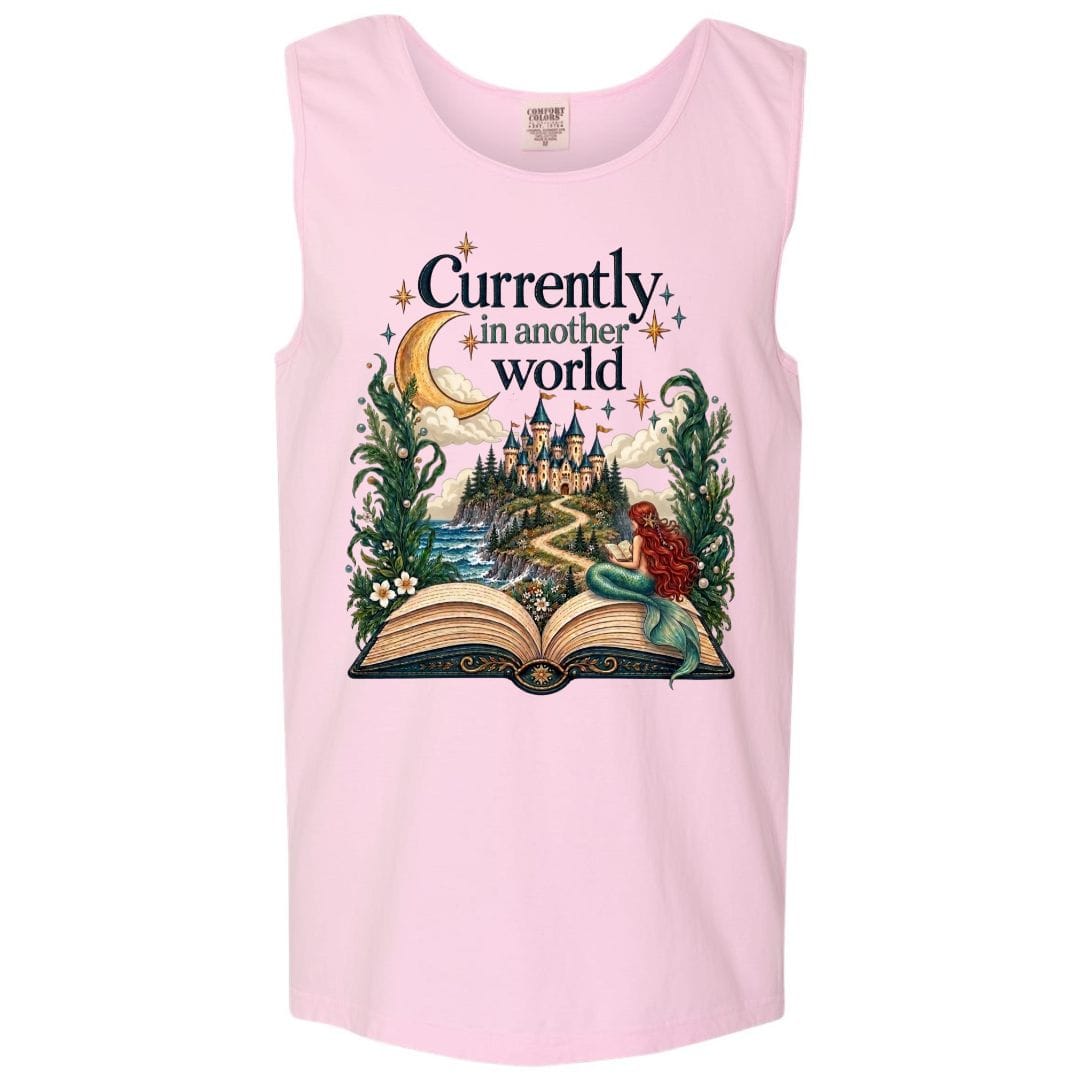 Mountains & Mermaids In Another World Boyfriend Tank Small / Blossom