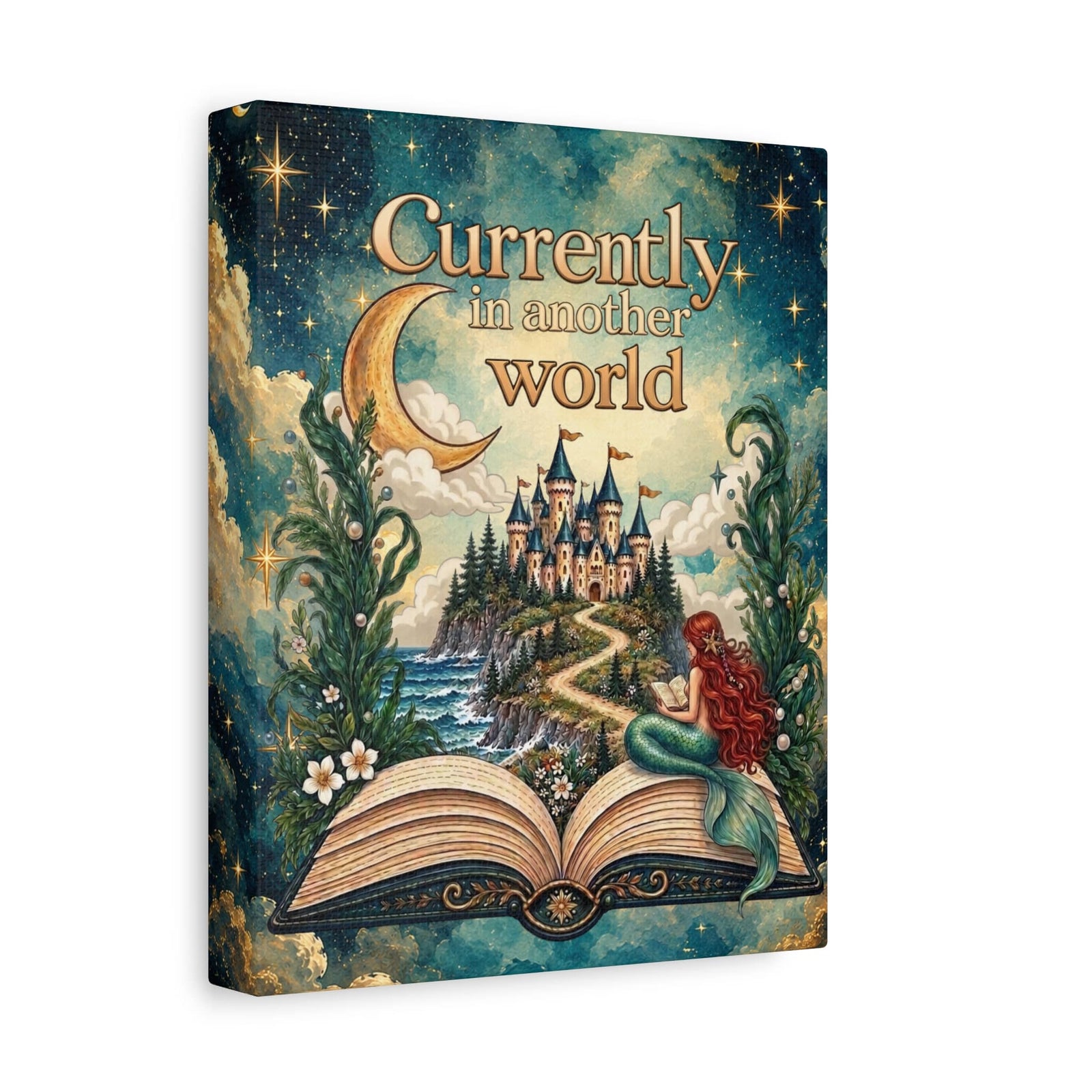 Mountains & Mermaids In Another World Canvas Wall Art