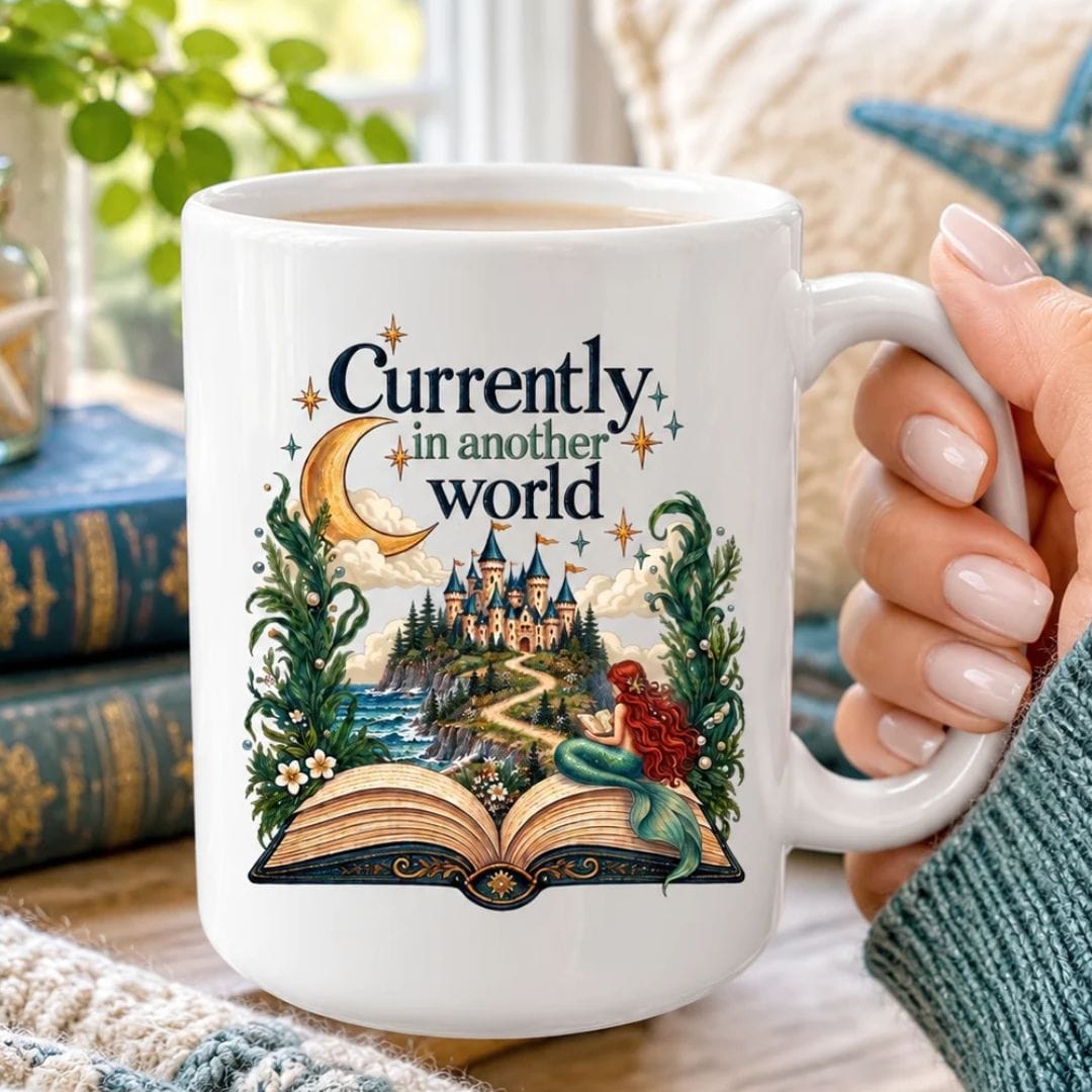 Mountains & Mermaids In Another World Fantasy Book Mug MM10201