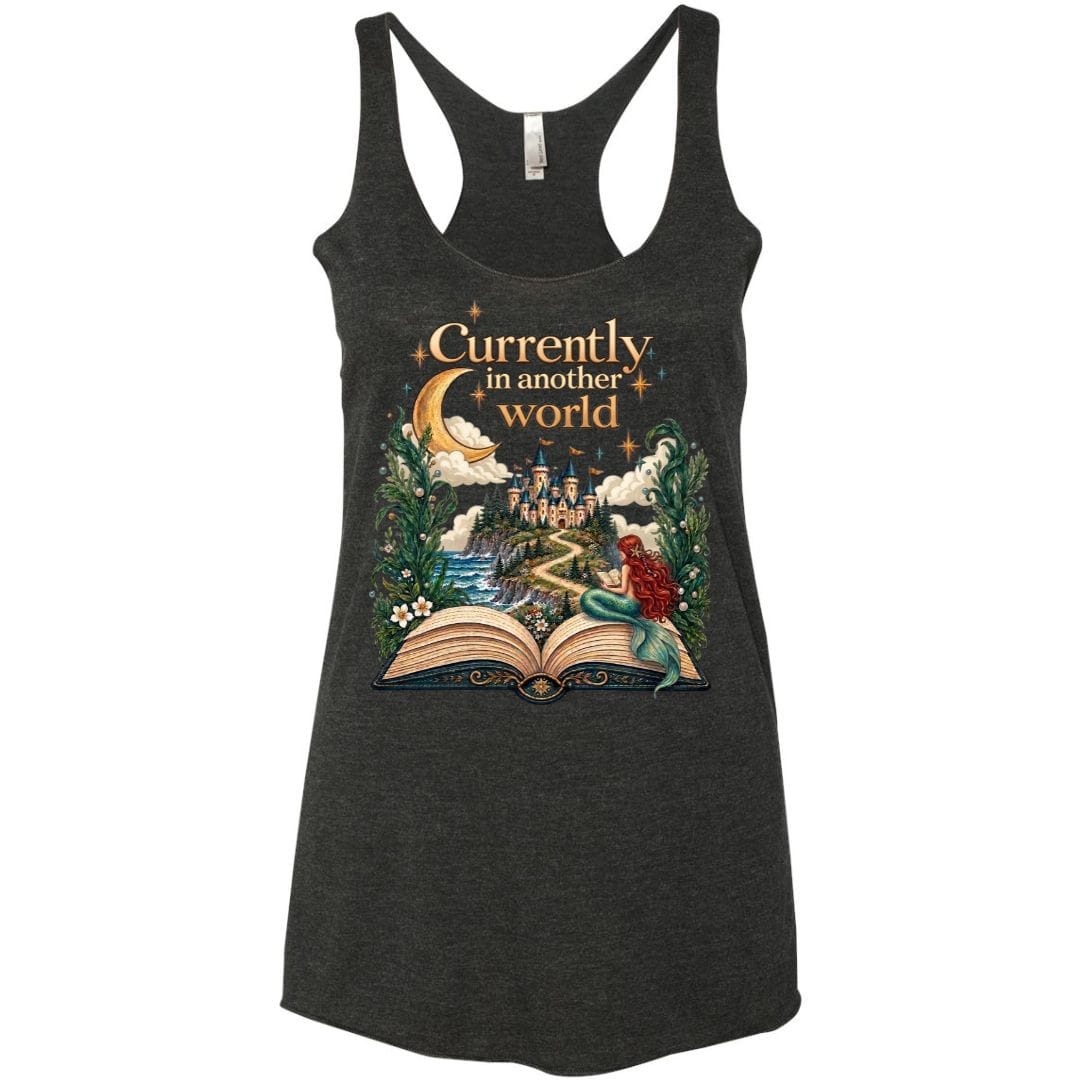 Mountains & Mermaids In Another World Racerback Tank Small / Vintage Black