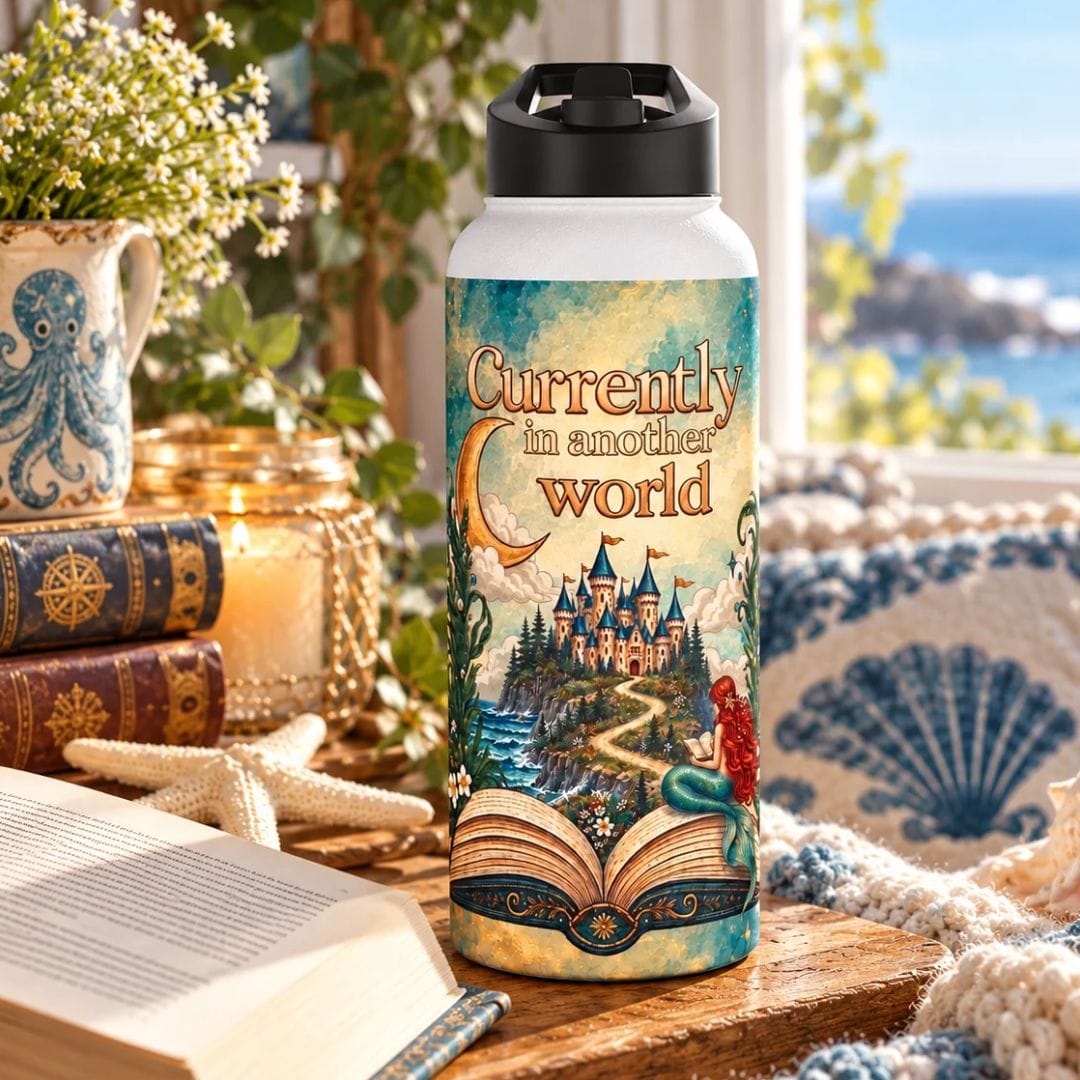 Mountains & Mermaids In Another World Water Bottle 32oz 21134624375074808083