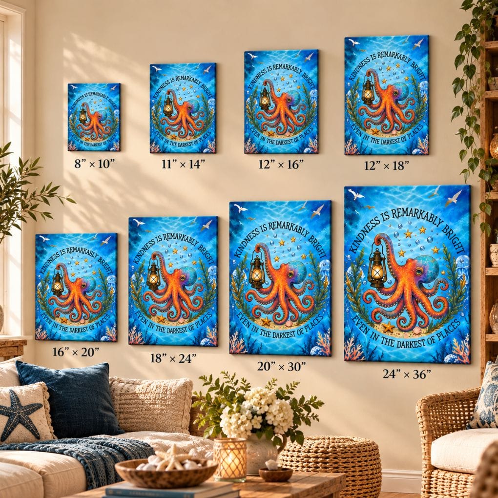 Mountains & Mermaids Kindness is Remarkably Bright Canvas Wall Art