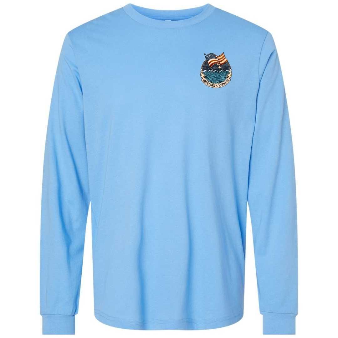 Mountains & Mermaids Lady Liberty Long Sleeve T-Shirt (Carolina Blue)