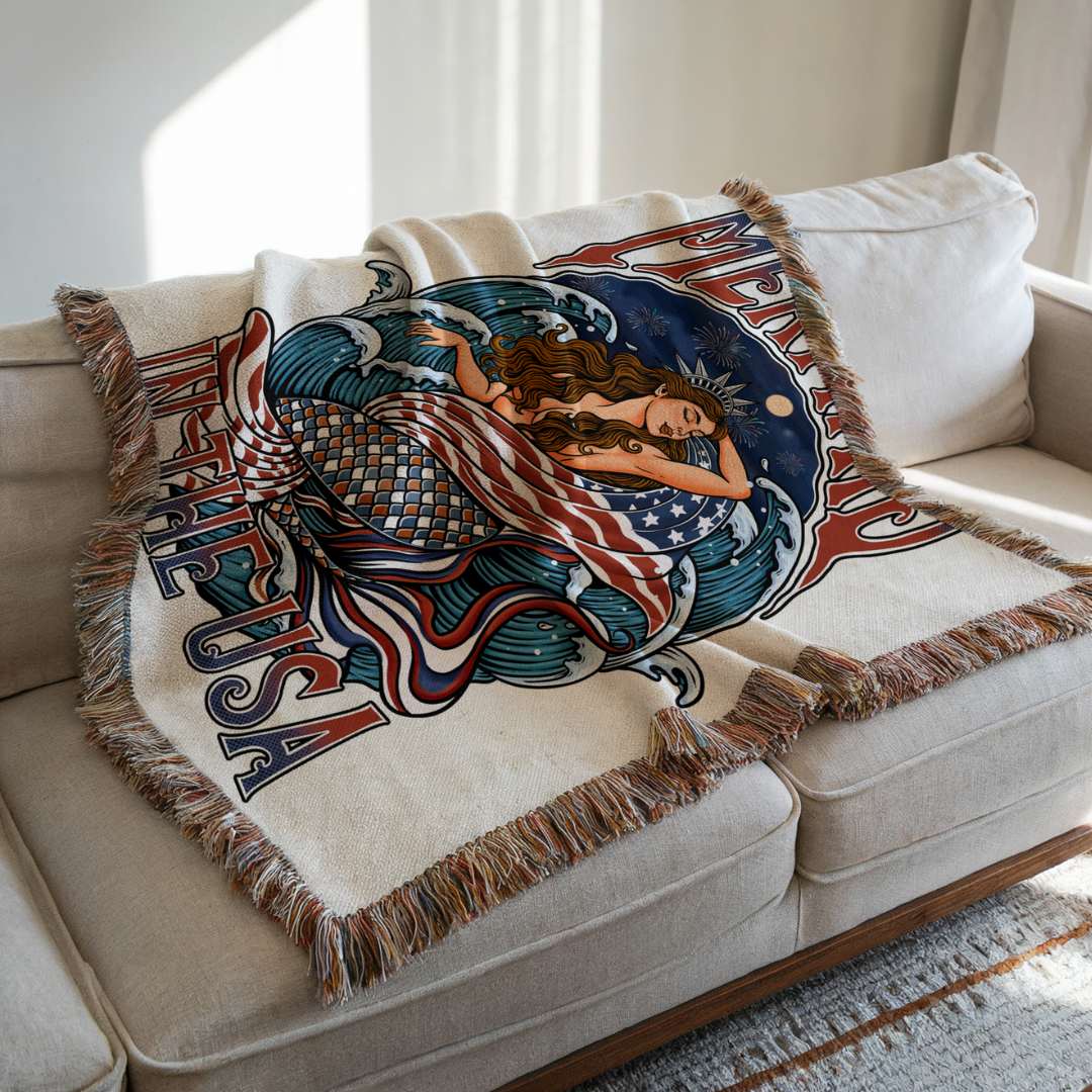 Mountains & Mermaids Lady Liberty Woven Blanket