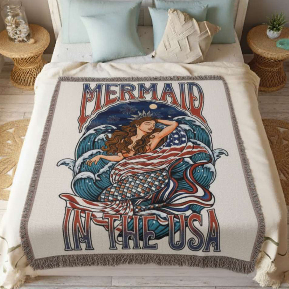 Mountains & Mermaids Lady Liberty Woven Blanket
