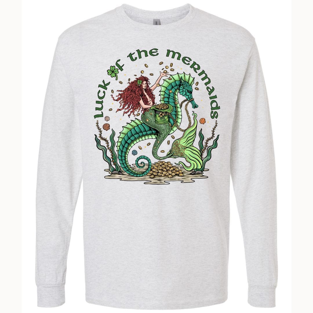 Mountains & Mermaids Luck Of The Mermaids Long Sleeve T-Shirt Small / Ash
