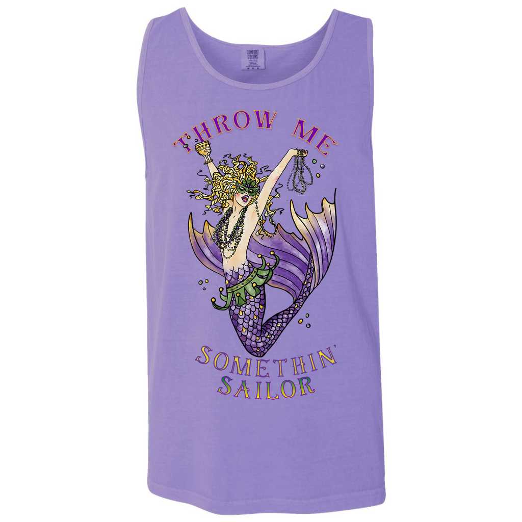 Mountains & Mermaids Mardi Gras Mermaid Boyfriend Tank (Violet) Small MM2829