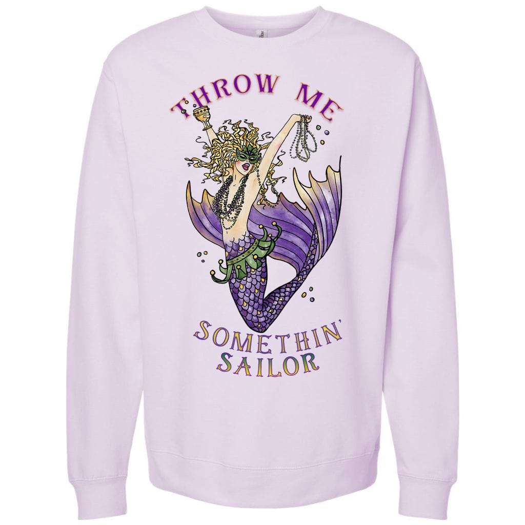 Mountains & Mermaids Mardi Gras Mermaid Crewneck Sweatshirt Small / Lavender