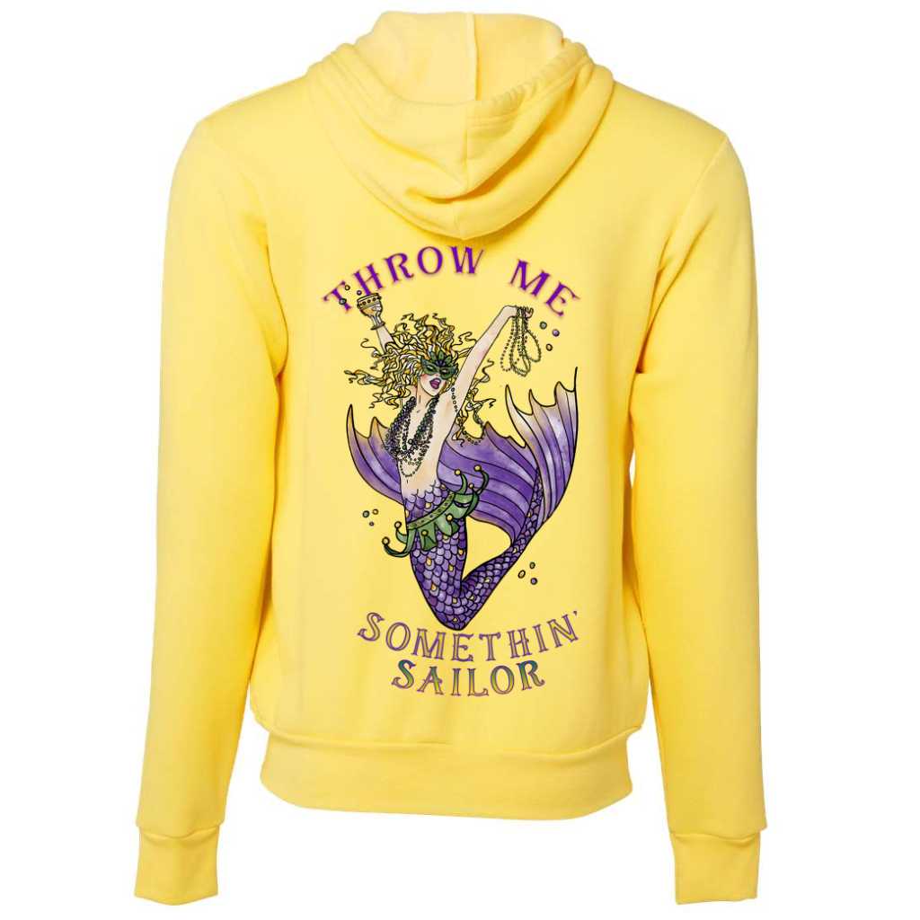 Mountains & Mermaids Mardi Gras Mermaid Full-Zip Fleece Hoodie (Yellow) Small MM2853