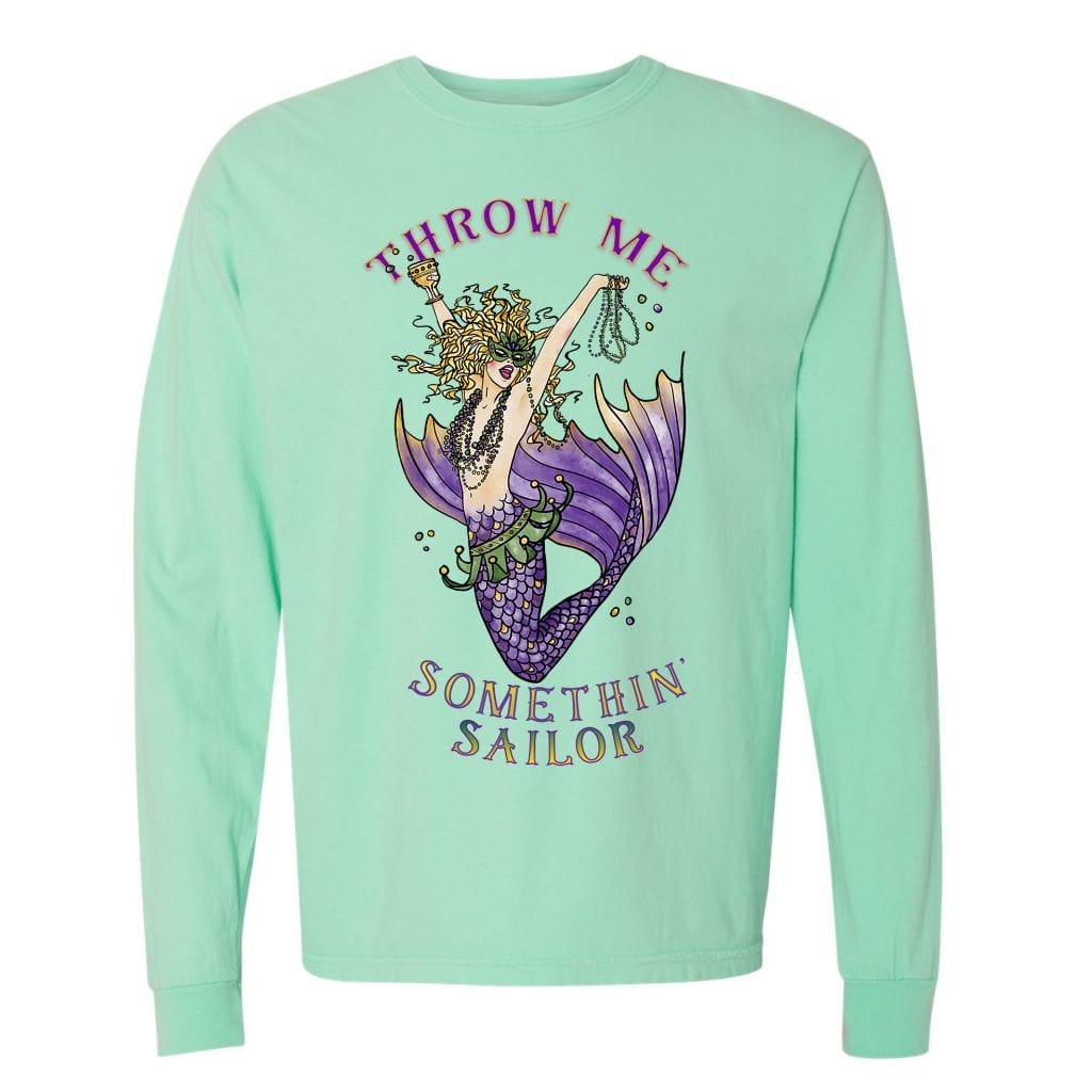 Mountains & Mermaids Mardi Gras Mermaid Long Sleeve T-Shirt Small / Island Reef