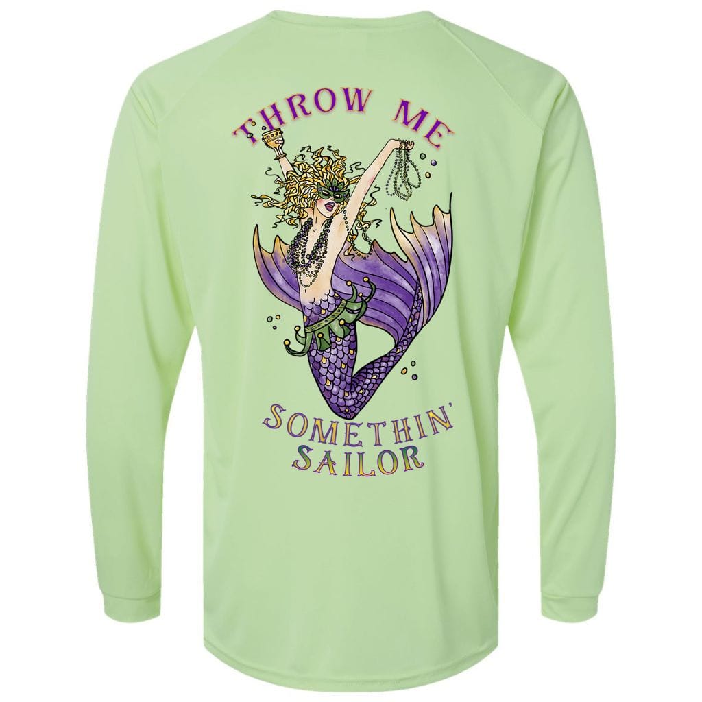 Mountains & Mermaids Mardi Gras Mermaid Performance Sun Shirt Small / Lime