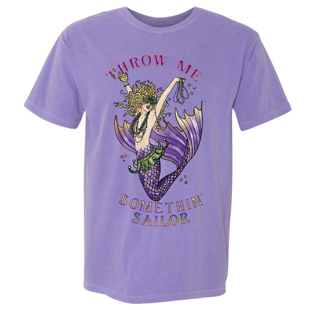 Mountains & Mermaids Mardi Gras Mermaid Unisex T-Shirt Small / Violet MM2895