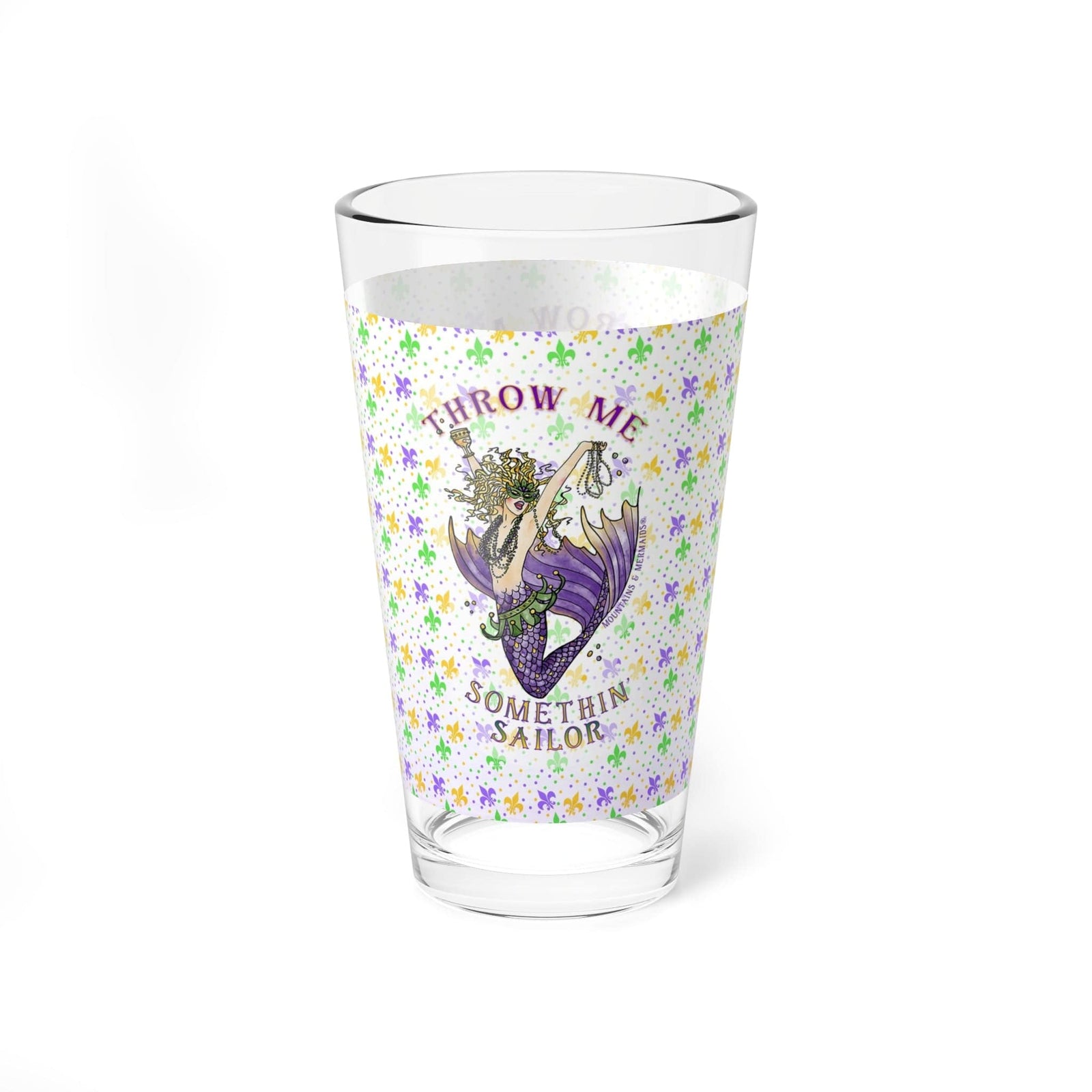 Mountains & Mermaids Mardi Gras Pint Glass, 16oz 16oz 17607969078460377203