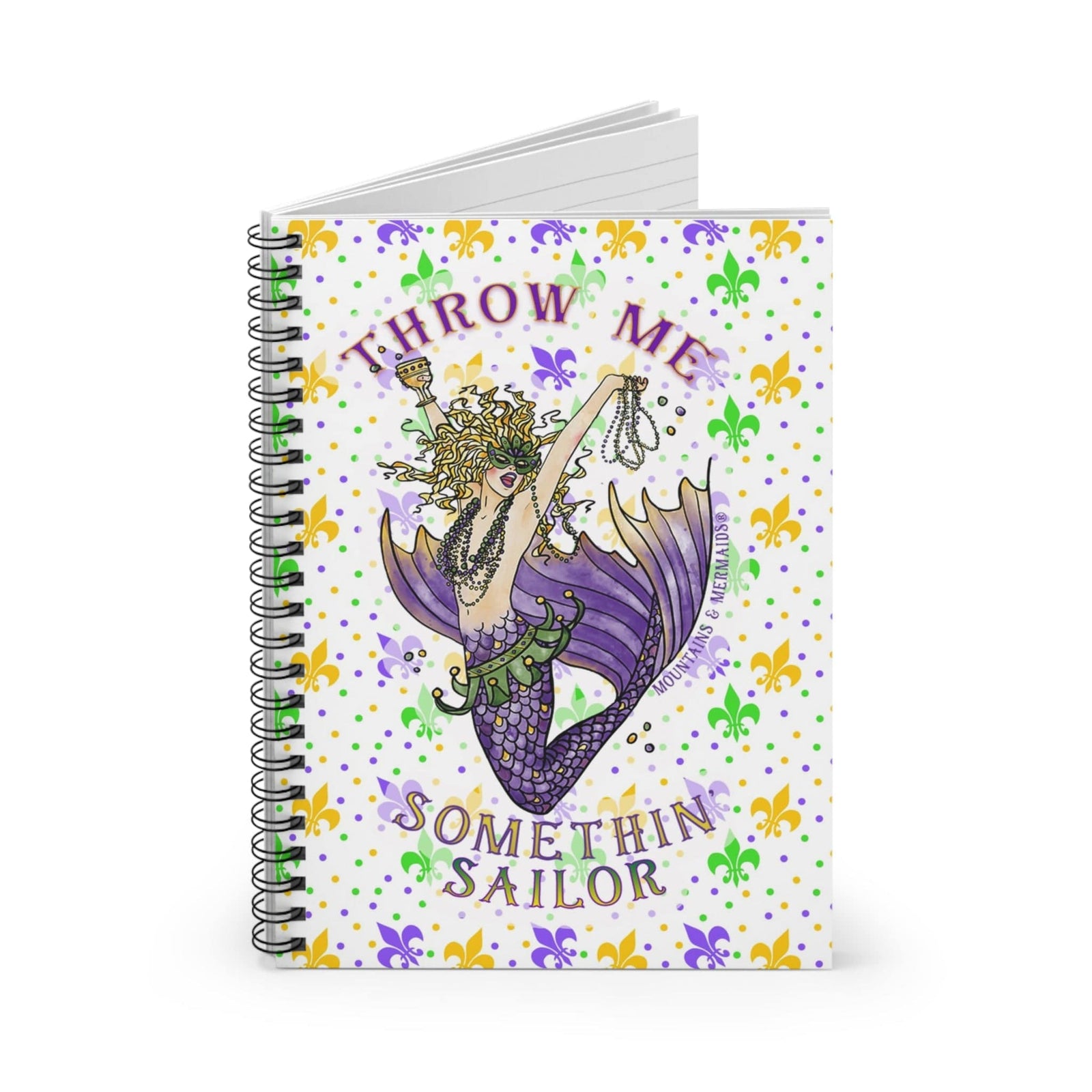 Mountains & Mermaids Mardi Gras Spiral Notebook - Ruled Line One Size 33971850038005842298