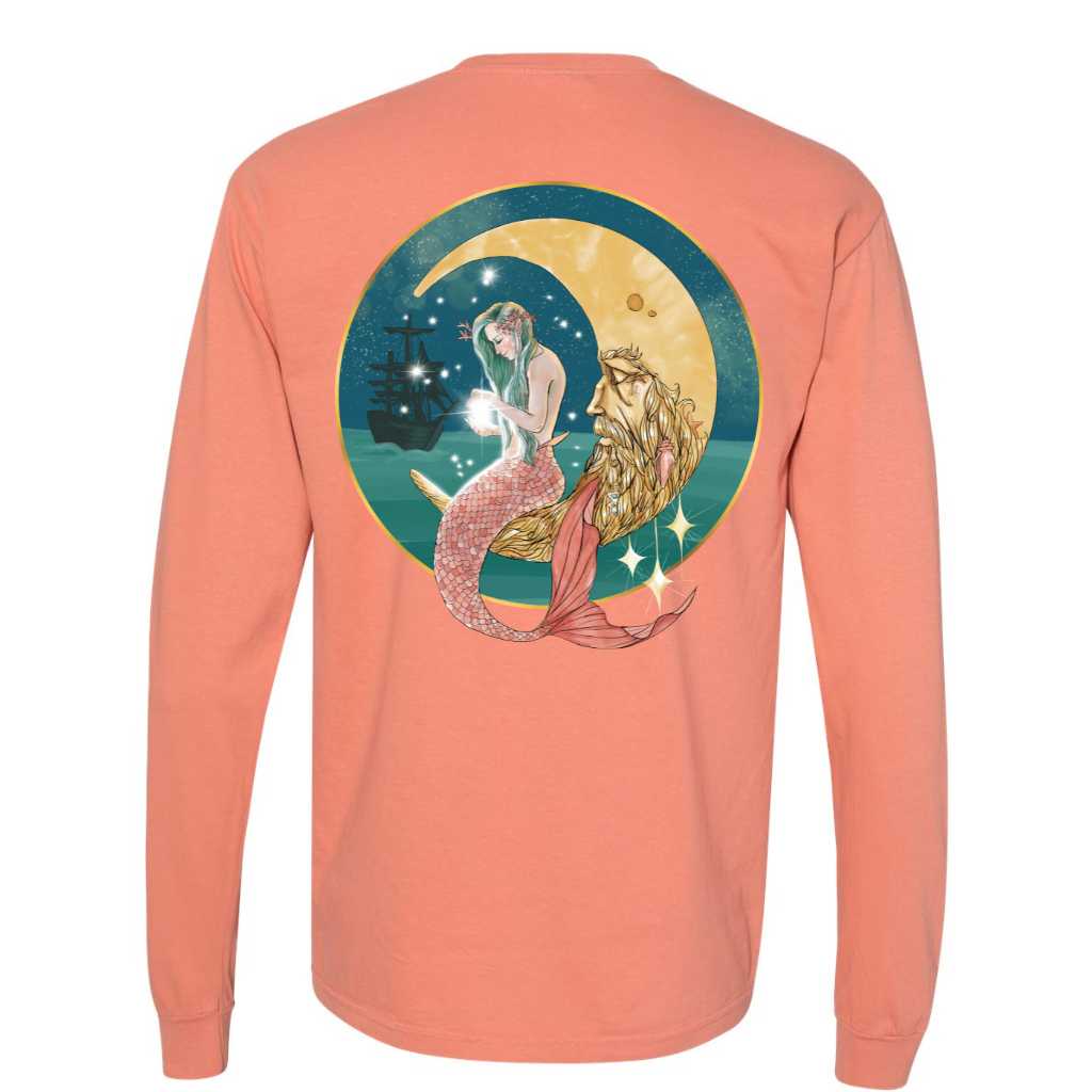 Mountains & Mermaids Mermaid In The Moon Long Sleeve T-Shirt Small / Terracotta MM2263