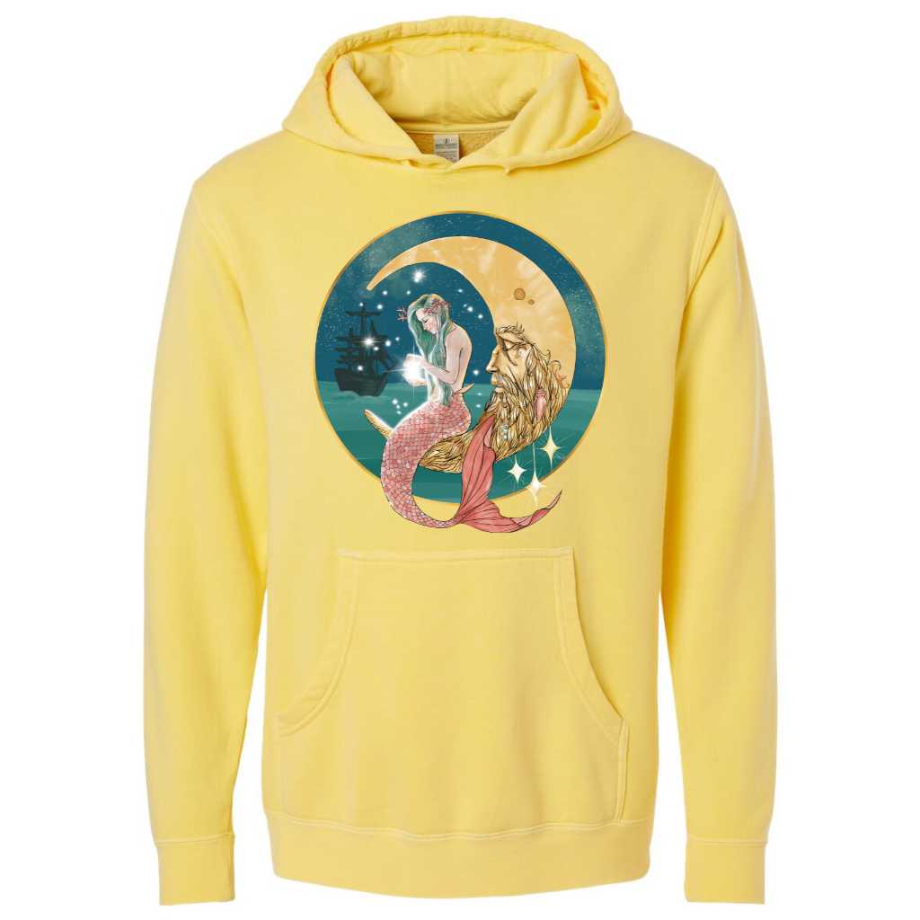 Mountains & Mermaids Mermaid In The Moon Pullover Hoodie Small / Soft Yellow MM2325