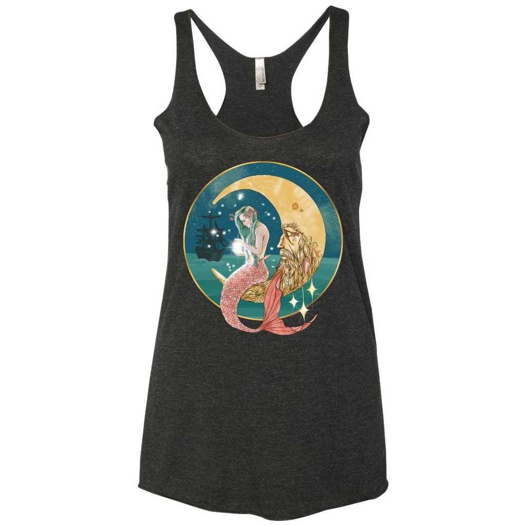 Mountains & Mermaids Mermaid In The Moon Racerback Tank Small / Black MM2345