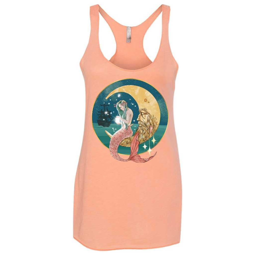 Mountains & Mermaids Mermaid In The Moon Racerback Tank Small / Peach MM2343