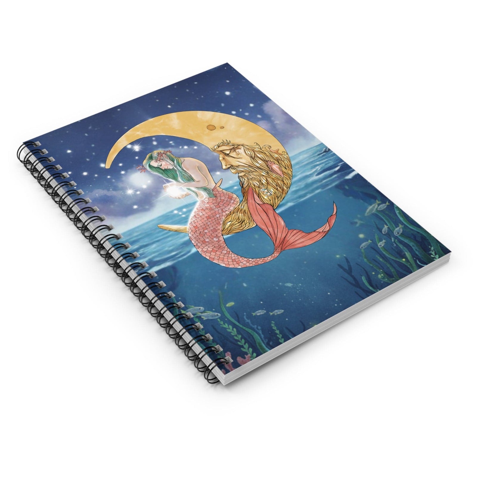 Mountains & Mermaids Mermaid In The Moon Spiral Notebook - Ruled Line One Size 32011574019877830286
