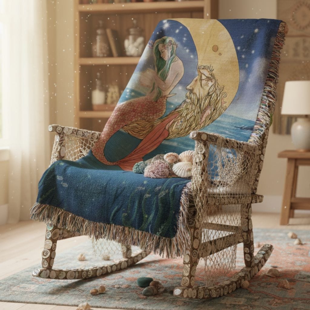 Mountains & Mermaids Mermaid in the Moon Woven Throw Blanket